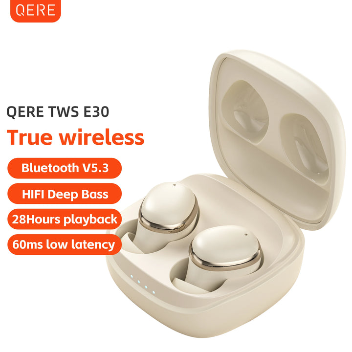 Wireless Bluetooth Headphones, QERE E30, TWS Bluetooth 5.3,HD Microphone,HIFI Earphones,13mm Driver,60ms Low Latency, New - Total Trends Fusion