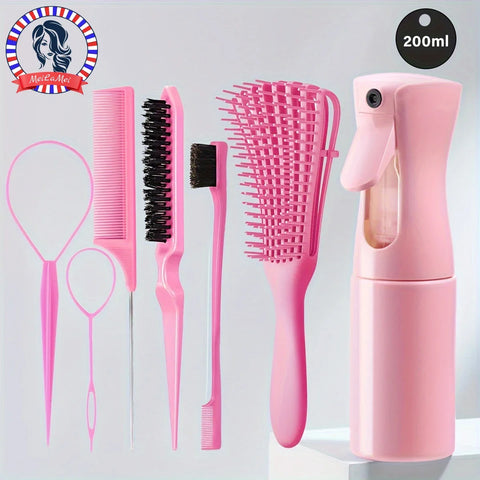 5-Piece Hair Styling Tools Set for Curly/Normal Hair Unisex Adult Unscented Hair Care Kit with Octopus Detangler Brush Comb - Total Trends Fusion