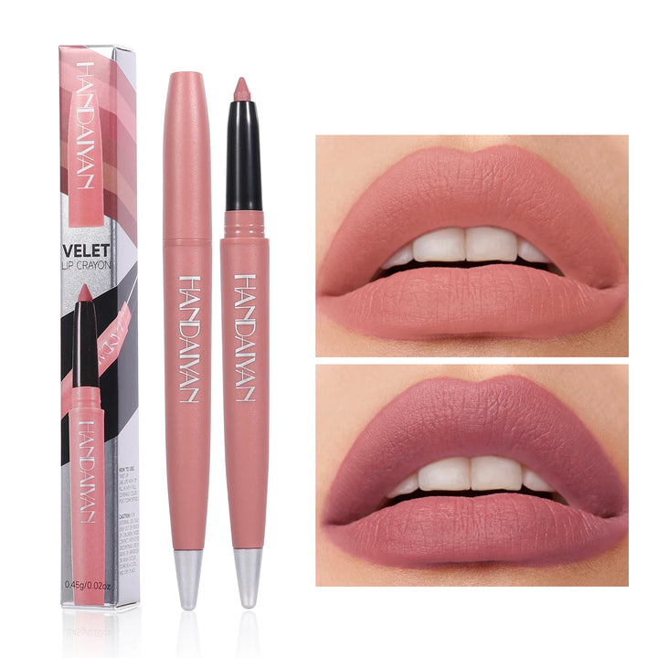 Handaiyan 6 Colors Matte Waterproof Velvet Nude Lipstick Pencil Lip Liner Sexy Red Pink Pigments Makeup Long Lasting - Total Trends Fusion