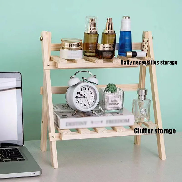 Office minimalist desktop storage rack dormitory desk storage and organization rack double-layer wooden table top storage rack