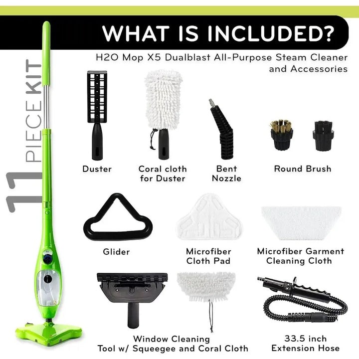 H2O X5 Steam Mop with Dualblast head and Handheld Steam Cleaner For Kitchen Tile Floors, Hardwood Floors, Grout Cleaner