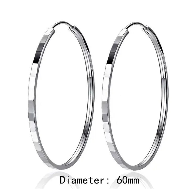New Fashion18K Gold Plated Hoop Earrings For Women 925 Sterling Silver 2.0mm Fashion Earring 3/4/5/6CM