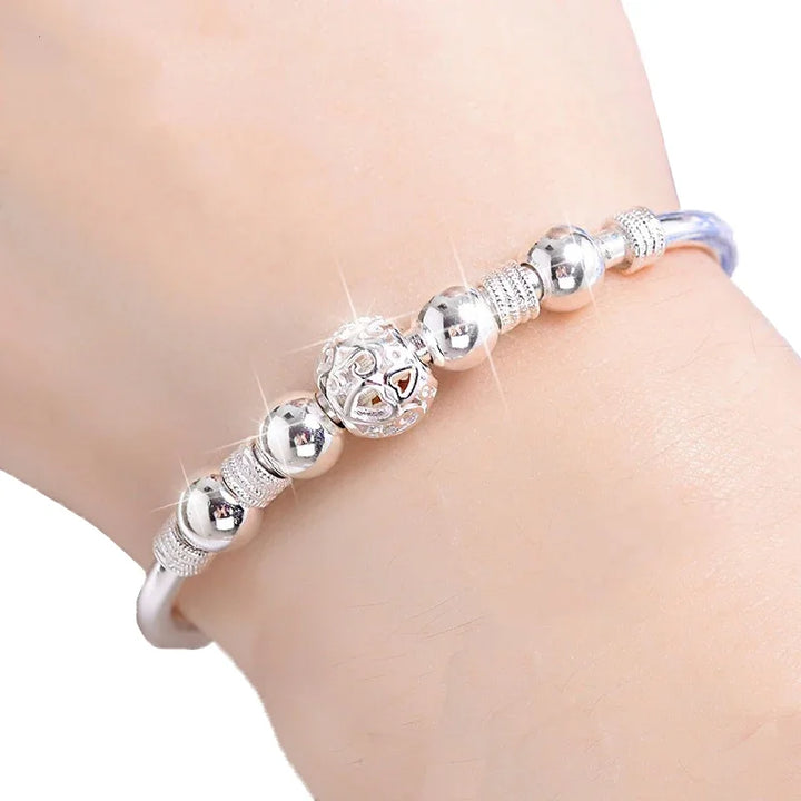925 sterling silver Lucky Charm Bracelet Cuff Bracelets For Women Bangles Fashion Jewelry Pulseira