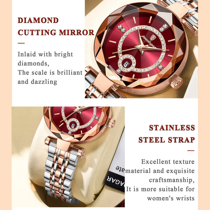 POEDAGAR Luxury Watch For Woman High Quality Diamond Ladies Quartz Watch Waterproof Date Stainless Steel Women Watches reloj+box - Total Trends Fusion