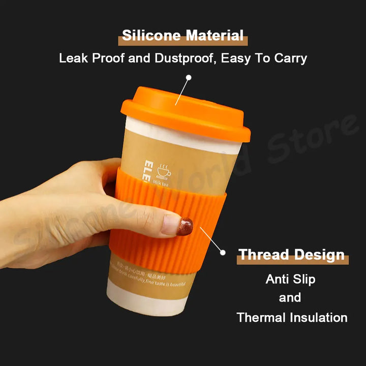 Silicone World 2PCS/Set Silicone Coffee Cup Cover Heat Insulation Anti Slip Cup Sleeve Mug Glass Cup Cover Anti-Dust Cup Lids - Total Trends Fusion