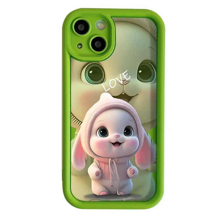 Lovely Pink Rabbit Silicone Case For Samsung Galaxy S24 S23 Ultra S22 S21 Plus S20 FE A12 A32 A52 A52S A23 A33 A53 A14 A34 A54