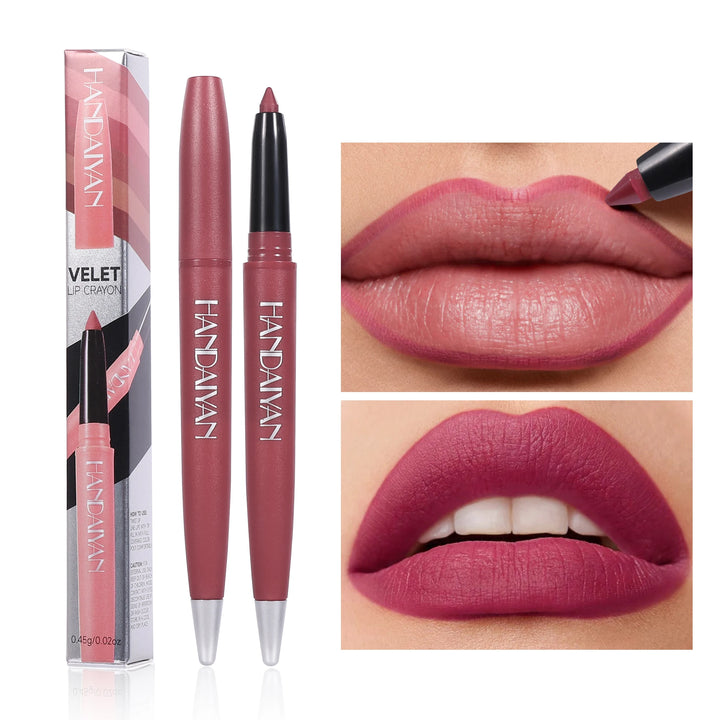 Handaiyan 6 Colors Matte Waterproof Velvet Nude Lipstick Pencil Lip Liner Sexy Red Pink Pigments Makeup Long Lasting - Total Trends Fusion