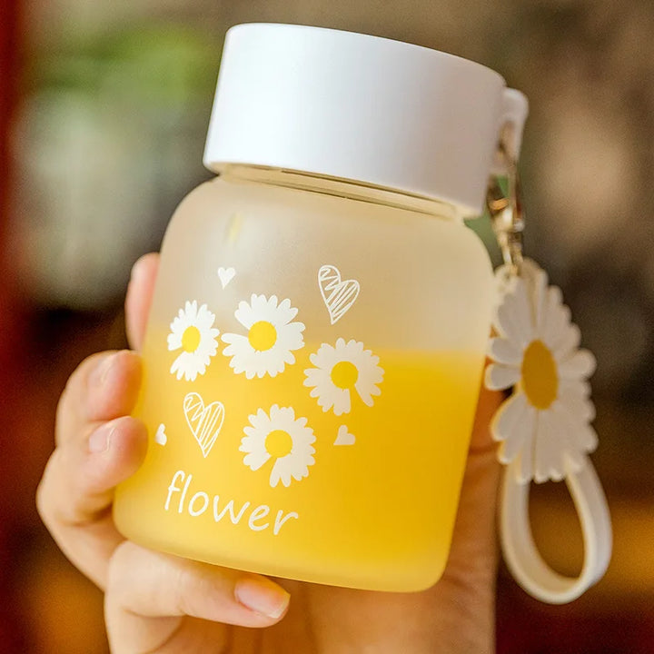 Mini Travel Glass Cup Summer Water Cup Water Bottle Cup With Rope Sports Water Bottle High Temperature Resistance 300ml Kawaii