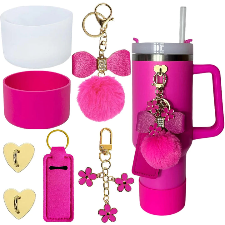 7pcs Accessories for Stanley Cup,2 Silicone Boots 2 Hooks,2 charms and Lipstick Holder Bag for Stanley Tumbler 40oz with Handle - Total Trends Fusion