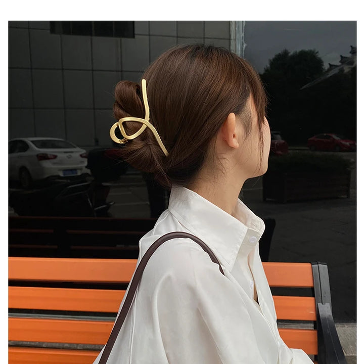 GoldHollow Geometric Hair Clips Metal Hair Claw Cross Hairclip Headband Hairpin Sliver Hair Crab Women Fashion Hair
