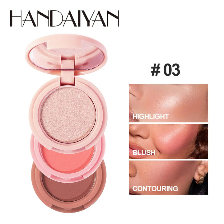 New 3 In 1 Matte Highlighter Contouring Blush Palette Pearly Shiny Eyeshadow Multifunctional Face Makeup Palette Female Cosmetic
