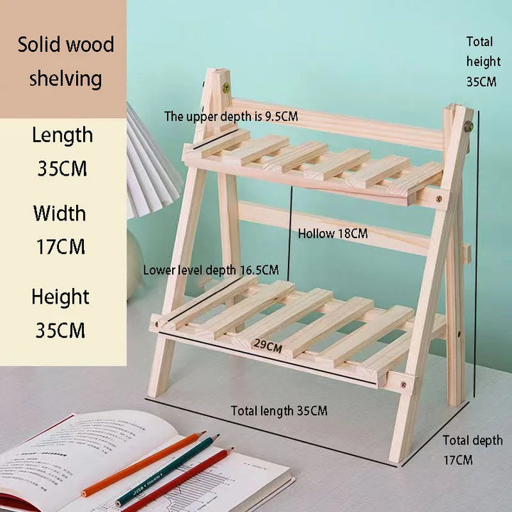 Office minimalist desktop storage rack dormitory desk storage and organization rack double-layer wooden table top storage rack
