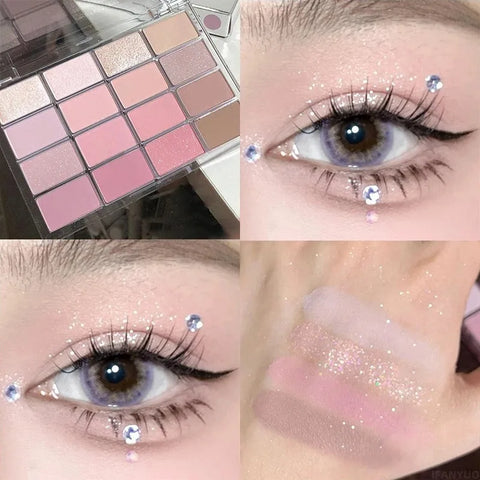 Low Saturation Eyeshadow Palette – Matte & Waterproof | Brown & Pink | Korean Cosmetics