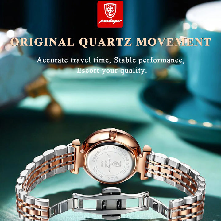 POEDAGAR Luxury Watch For Woman High Quality Diamond Ladies Quartz Watch Waterproof Date Stainless Steel Women Watches reloj+box