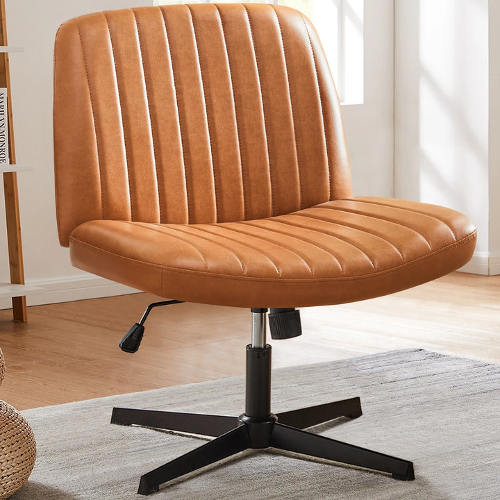 JHK Cross Legged Office Chair Armless Wide Desk Chair with Dual-Purpose Base Adjustable Swivel Fabric Task Vanity Home Office - Total Trends Fusion