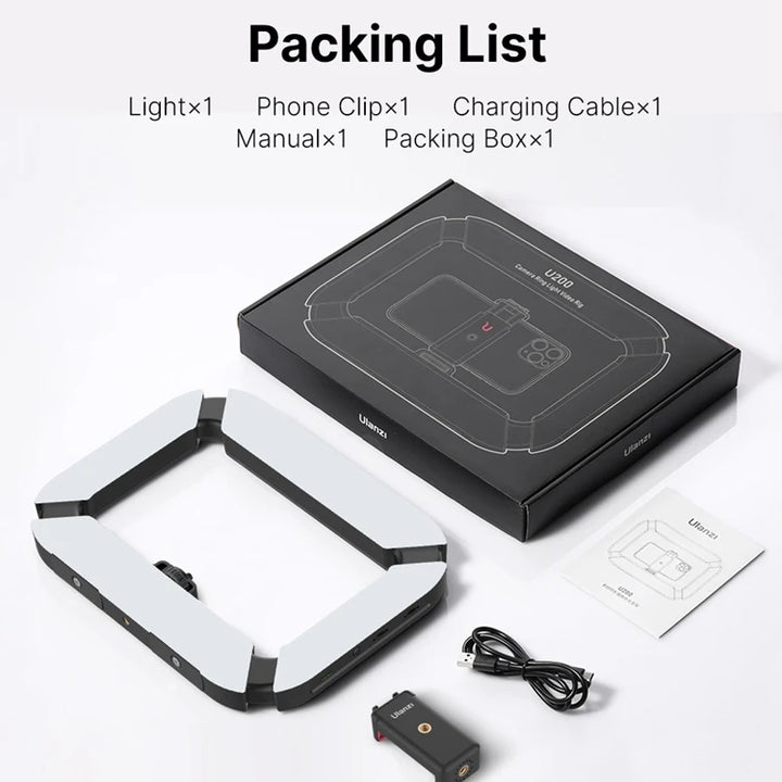 Ulanzi U200 U-200 Smartphone Video Rig  LED Video Light 2 in 1 Ring Light Cold Shoe for Microphone Tiktok Youtube Live Rig Light