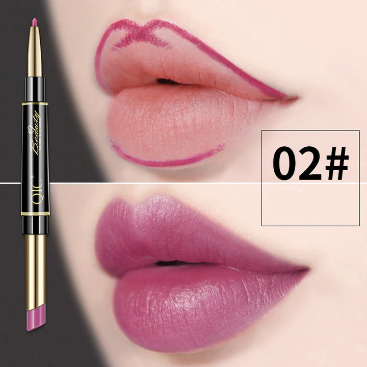 2 IN 1 Lip Liner Waterproof Matte Lipstick Pencil Sexy Red Long Lasting Lipliner Makeup Cosmetics - Total Trends Fusion