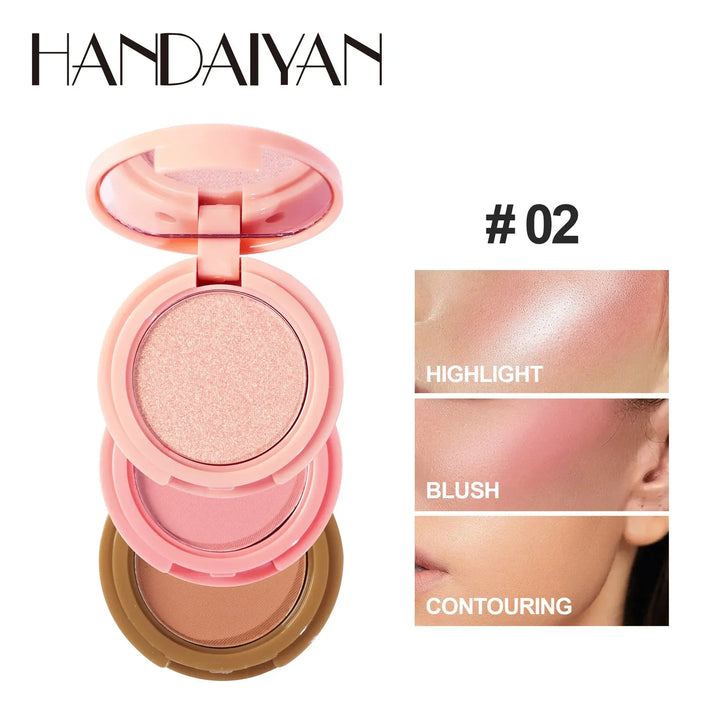 New 3 In 1 Matte Highlighter Contouring Blush Palette Pearly Shiny Eyeshadow Multifunctional Face Makeup Palette Female Cosmetic