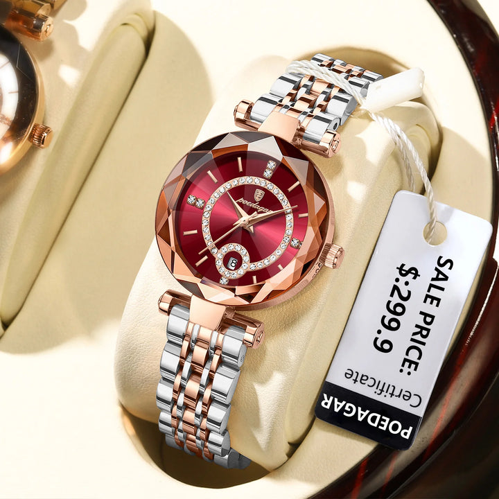 POEDAGAR Luxury Watch For Woman High Quality Diamond Ladies Quartz Watch Waterproof Date Stainless Steel Women Watches reloj+box - Total Trends Fusion
