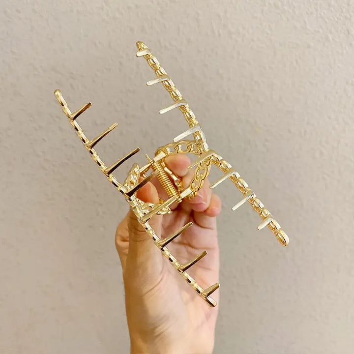 GoldHollow Geometric Hair Clips Metal Hair Claw Cross Hairclip Headband Hairpin Sliver Hair Crab Women Fashion Hair - Total Trends Fusion