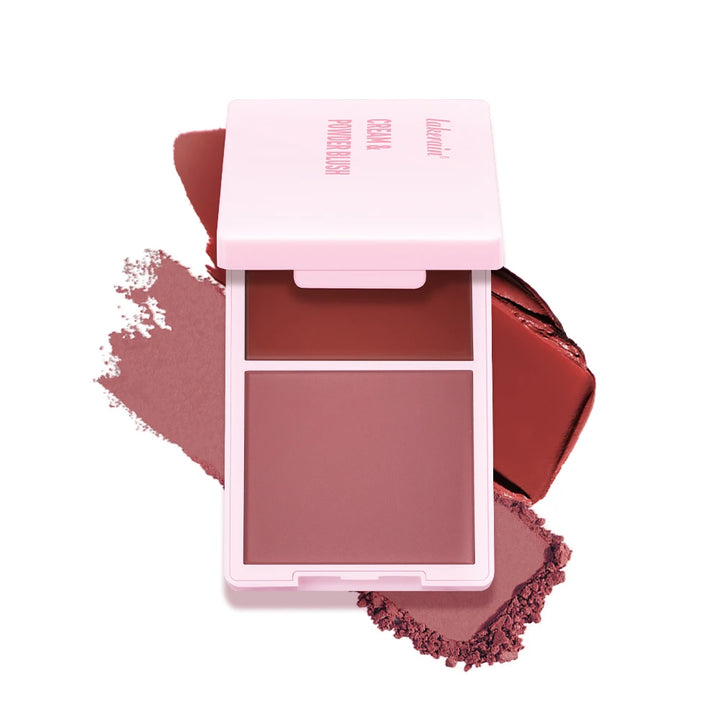 Crème & Powder Blush Duo Palette – Long-Lasting Matte & Dewy Finish Pink, Peach & Orange Pigments