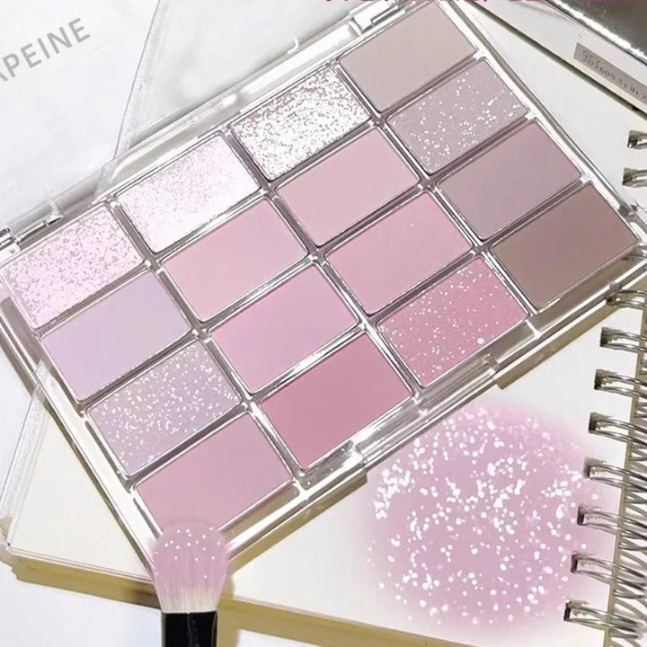 Low Saturation Eyeshadow Palette – Matte & Waterproof | Brown & Pink | Korean Cosmetics