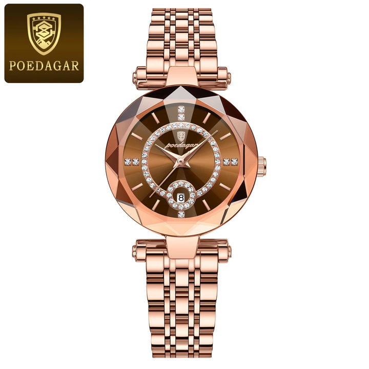POEDAGAR Luxury Watch For Woman High Quality Diamond Ladies Quartz Watch Waterproof Date Stainless Steel Women Watches reloj+box - Total Trends Fusion