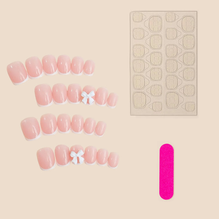 "French Tips Press-On Nails | Elegant Long-Lasting Artificial Manicure"