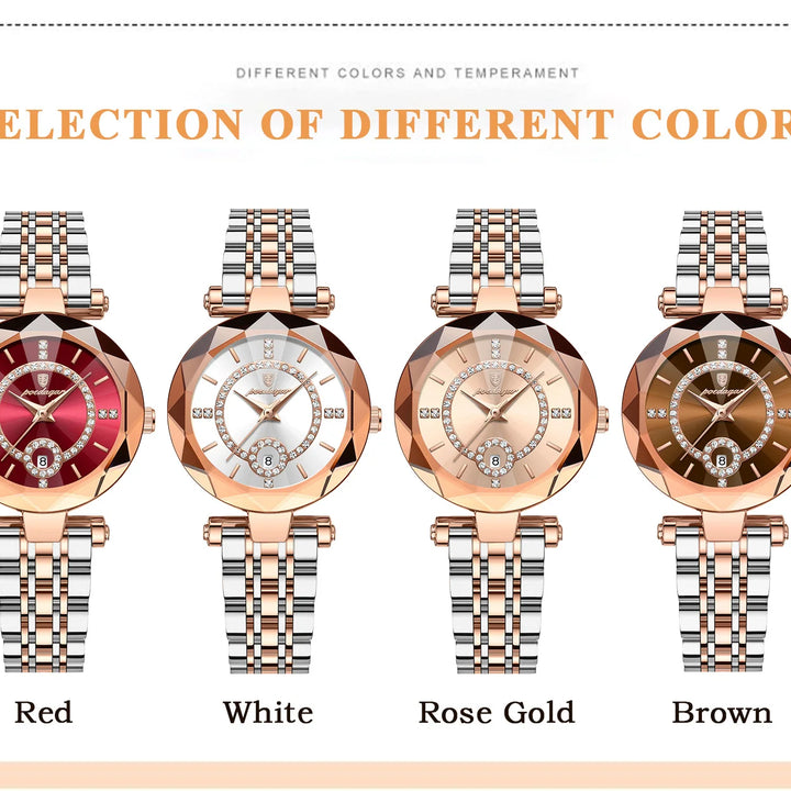 POEDAGAR Luxury Watch For Woman High Quality Diamond Ladies Quartz Watch Waterproof Date Stainless Steel Women Watches reloj+box