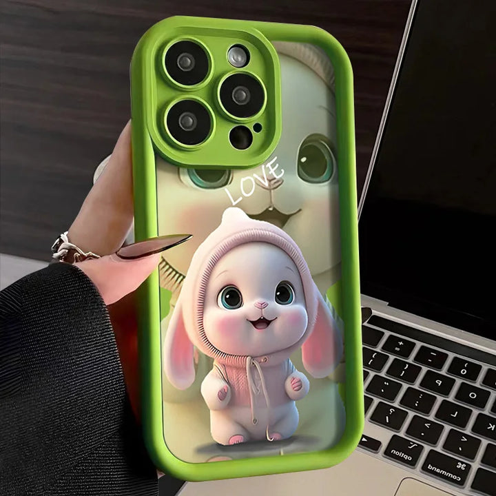 Lovely Pink Rabbit Silicone Case For Samsung Galaxy S24 S23 Ultra S22 S21 Plus S20 FE A12 A32 A52 A52S A23 A33 A53 A14 A34 A54
