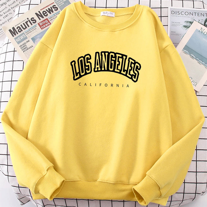 Los Angeles California City Streetwear Sweatshirt For Women Loose Oversized Clothing Personality Soft Letter Print Hoodies Woman - Total Trends Fusion