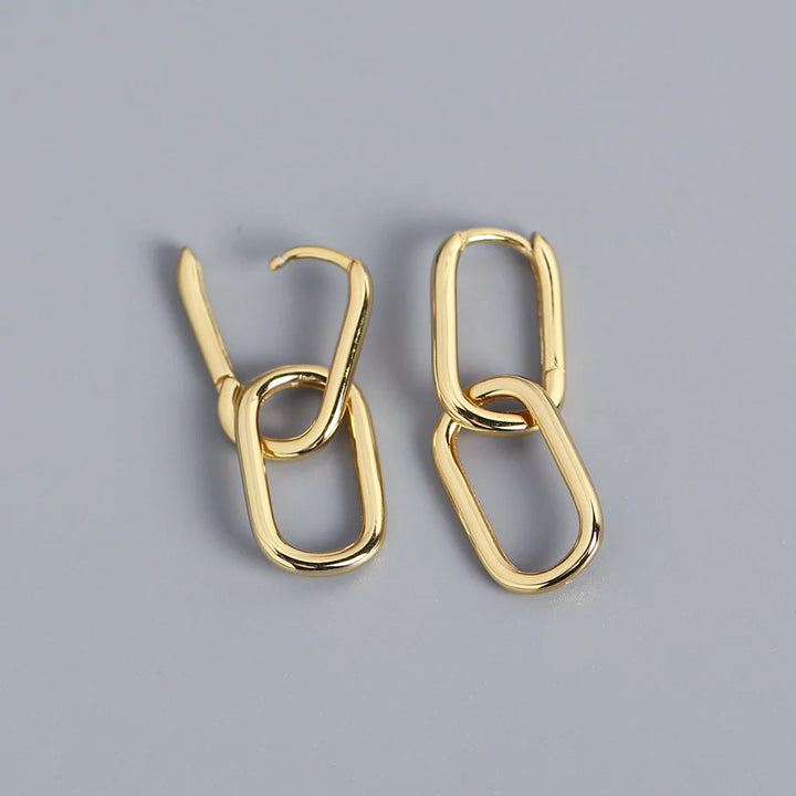 Retro Double Loop Design Drop Earrings Gold Color Geometric Round Hoop Earrings for Women Girls Punk Hip Hop Fashion Jewelry - Total Trends Fusion