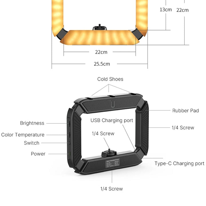 Ulanzi U200 U-200 Smartphone Video Rig  LED Video Light 2 in 1 Ring Light Cold Shoe for Microphone Tiktok Youtube Live Rig Light