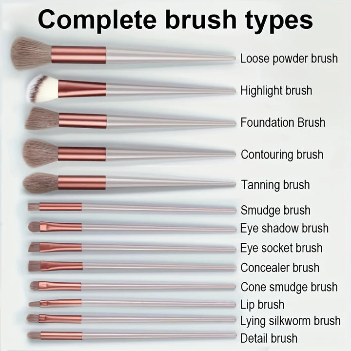 13Pcs Makeup Brush Set Soft Premium Synthetic Brushes Foundation Powder Concealers Eyeshadows Eyeliner Blush Makeup Beauty Tool - Total Trends Fusion
