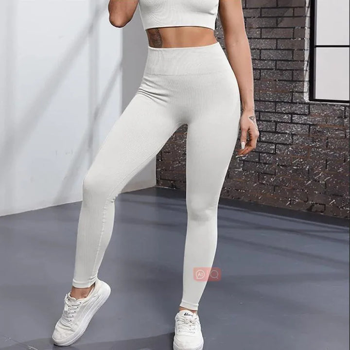 Thread Solid Leggings Women Seamless Knit Yoga Pants High Waist Hip Liftting Tights Fashion Slim Workout Running Sports Leggings - Total Trends Fusion