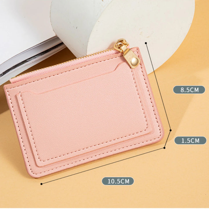1PC Ultra-Thin Women Men Credit ID Card Holder PU Leather Zipper Fashion Small Wallet Money Bag Case Coin Purse Clip Organizer