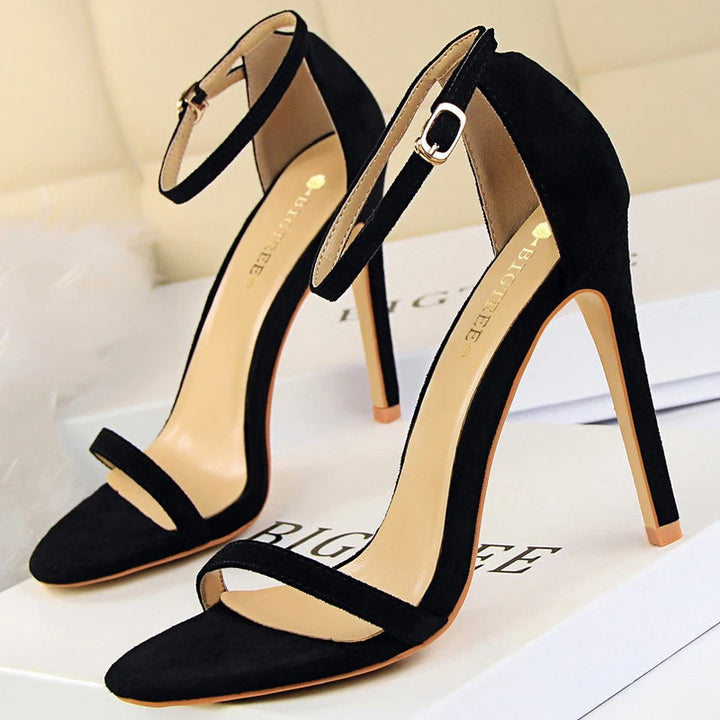 BIGTREE Shoes Summer Women Sandals Suede Hollow High Heels Stiletto Fashion Sandles Women Heels Ladies Shoes Women's Sandals - Total Trends Fusion