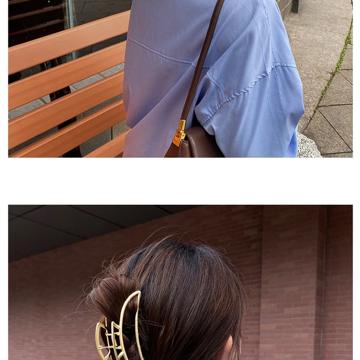 GoldHollow Geometric Hair Clips Metal Hair Claw Cross Hairclip Headband Hairpin Sliver Hair Crab Women Fashion Hair