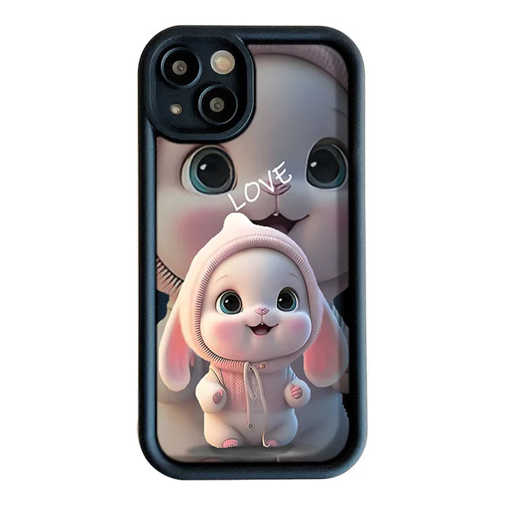 Lovely Pink Rabbit Silicone Case For Samsung Galaxy S24 S23 Ultra S22 S21 Plus S20 FE A12 A32 A52 A52S A23 A33 A53 A14 A34 A54