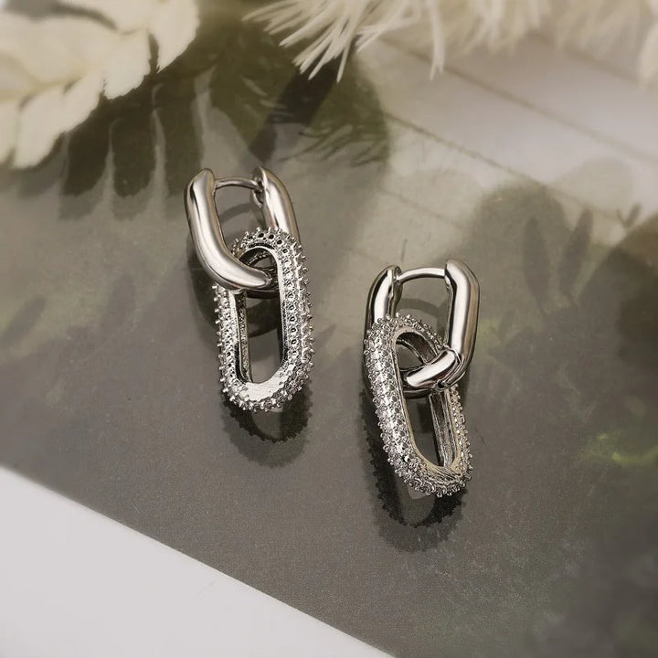 Retro Double Loop Design Drop Earrings Gold Color Geometric Round Hoop Earrings for Women Girls Punk Hip Hop Fashion Jewelry - Total Trends Fusion