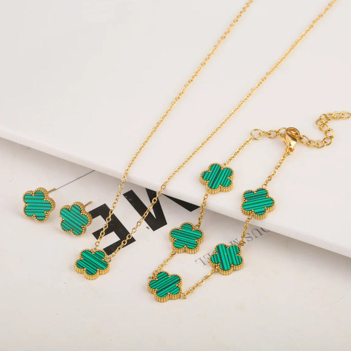 Adjustable New Design Gold Plated Stainless Steel 316L Plant Flower Bracelet With Five Leaf Petals Women's Luxury Gifts Clover - Total Trends Fusion
