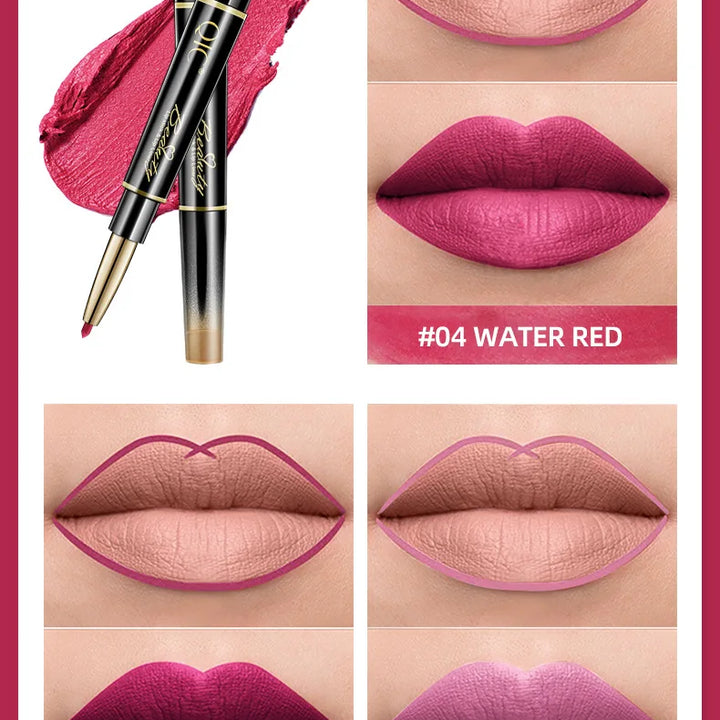 2 IN 1 Lip Liner Waterproof Matte Lipstick Pencil Sexy Red Long Lasting Lipliner Makeup Cosmetics