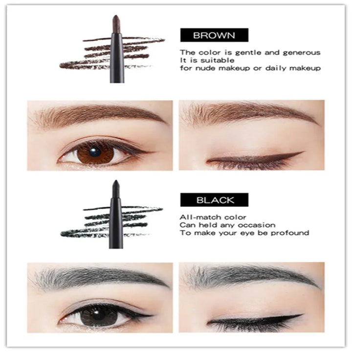 1Pcs Waterproof Black Brown Smooth Eyeliner Pencil Permanent Makeup Eyleliner Pen Long Lasting Automatic Eyes Makeup Tools - Total Trends Fusion