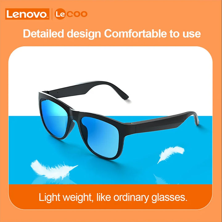 New Original Lenovo Lecoo C8 Smart Glasses Headset Wireless Bluetooth Sunglasses Outdoor Sport Earphone HD Mic Calling Headphone - Total Trends Fusion