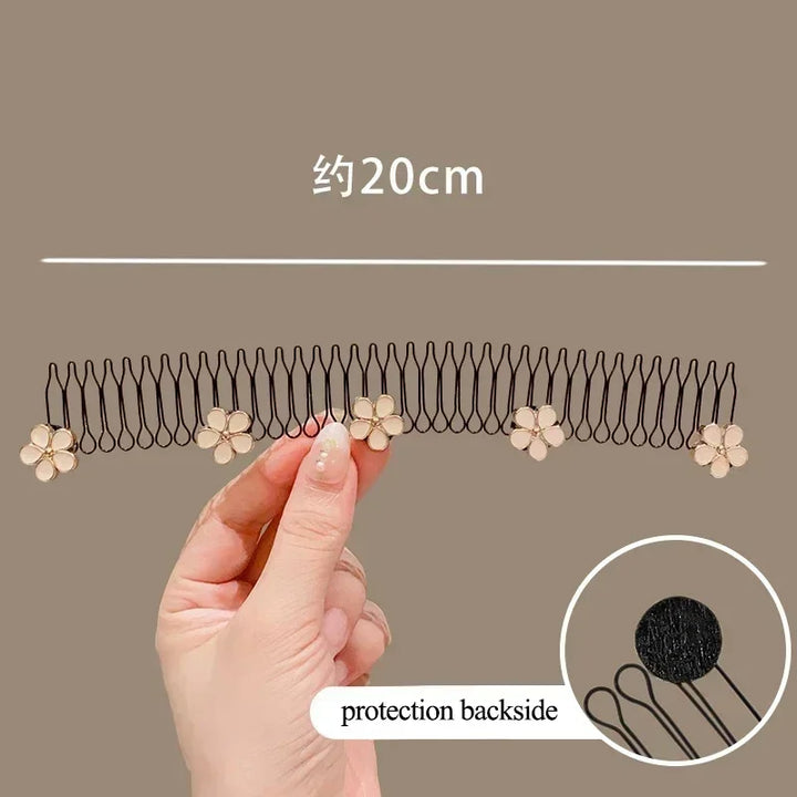 Lovely Flower Pearl Broken Hair Organizer Girls Women Hairpin Clip Invisible Bangs Fixed Insert Comb Tiara Headband Accessories - Total Trends Fusion
