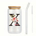 Alphabet Flowers Drinking Glass Letter A-Z Iced Coffee Water Juice Bottle Portable Clear Cup with Lid Straw Brush Birthday Gifts