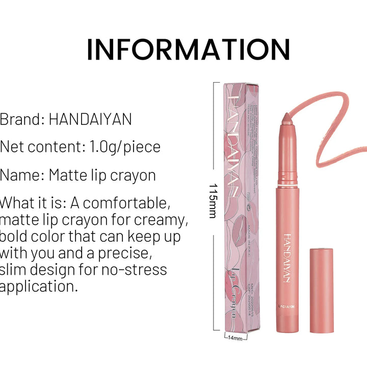12 Colors Lip Liner Matte Waterproof Velvet Nude Lipstick Pencil Sexy Red Brown Pigments Makeup Long Lasting