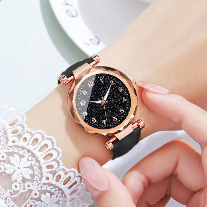 5pcs Set Womens Watches Set Ladies Fashion Watch Black Female New Simple Casual Womens Analog WristWatch Bracelet Gift No Box - Total Trends Fusion