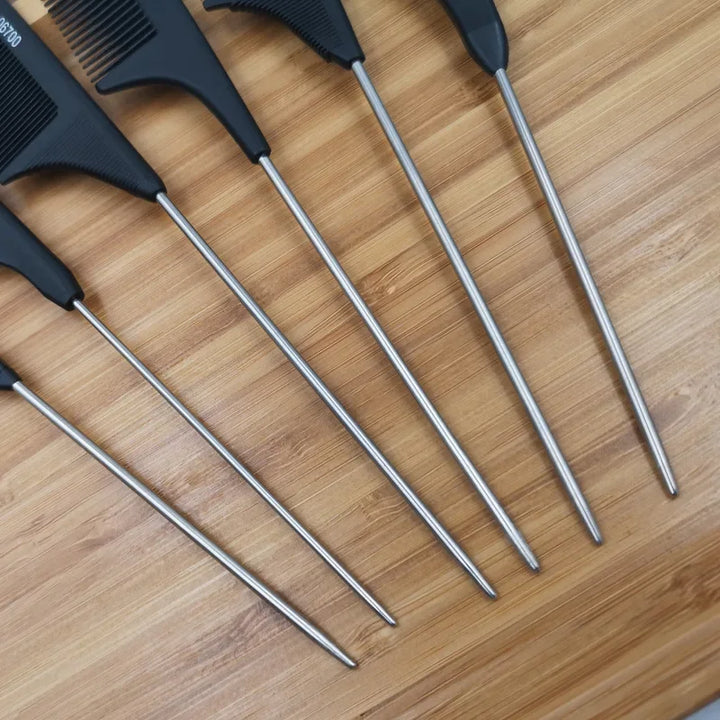 Professional Hair Tail Combs Stainless Steel Salon Cut Styling Comb Spiked Hair Care Styling Tools Barber Accessories Fine Teeth - Total Trends Fusion