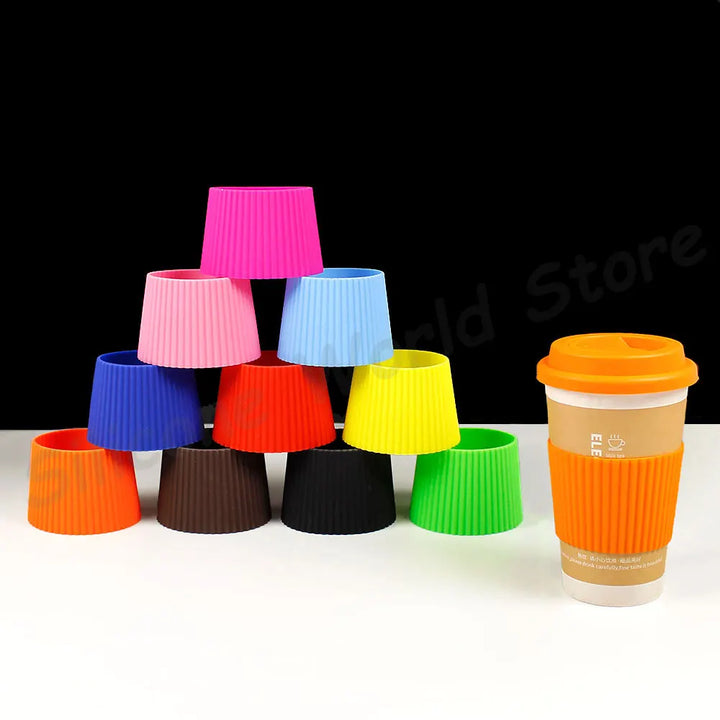 Silicone World 2PCS/Set Silicone Coffee Cup Cover Heat Insulation Anti Slip Cup Sleeve Mug Glass Cup Cover Anti-Dust Cup Lids - Total Trends Fusion